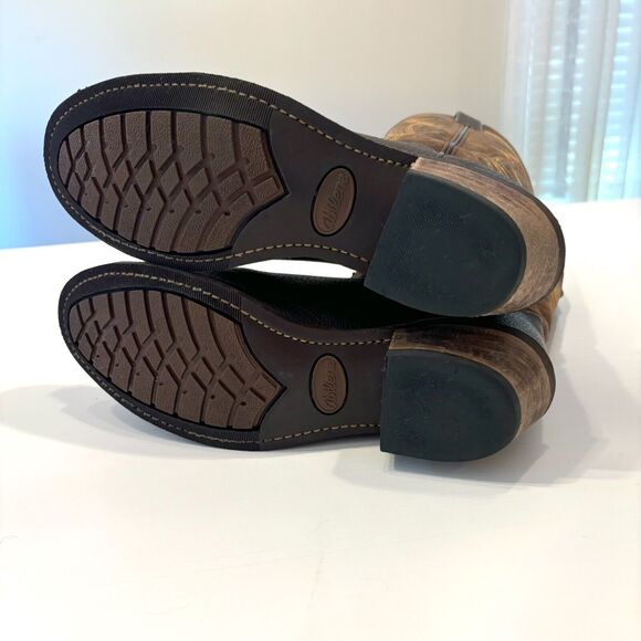 Abilene Men's Brown Leather Western Stitched Cowboy Ranch Boots Size 10 B - Picture 10 of 12